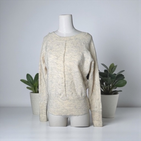 William Rast Sweaters - WILLIAM RAST Oatmeal Grey Back V Neck Sweater Polka Dot Alpaca Womens XS